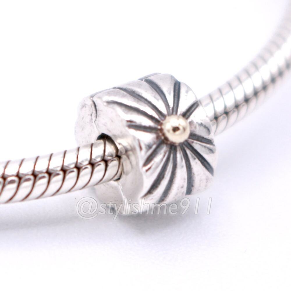 Authentic PANDORA Retired Silver Sunburst Clip with 14K Gold - 790216